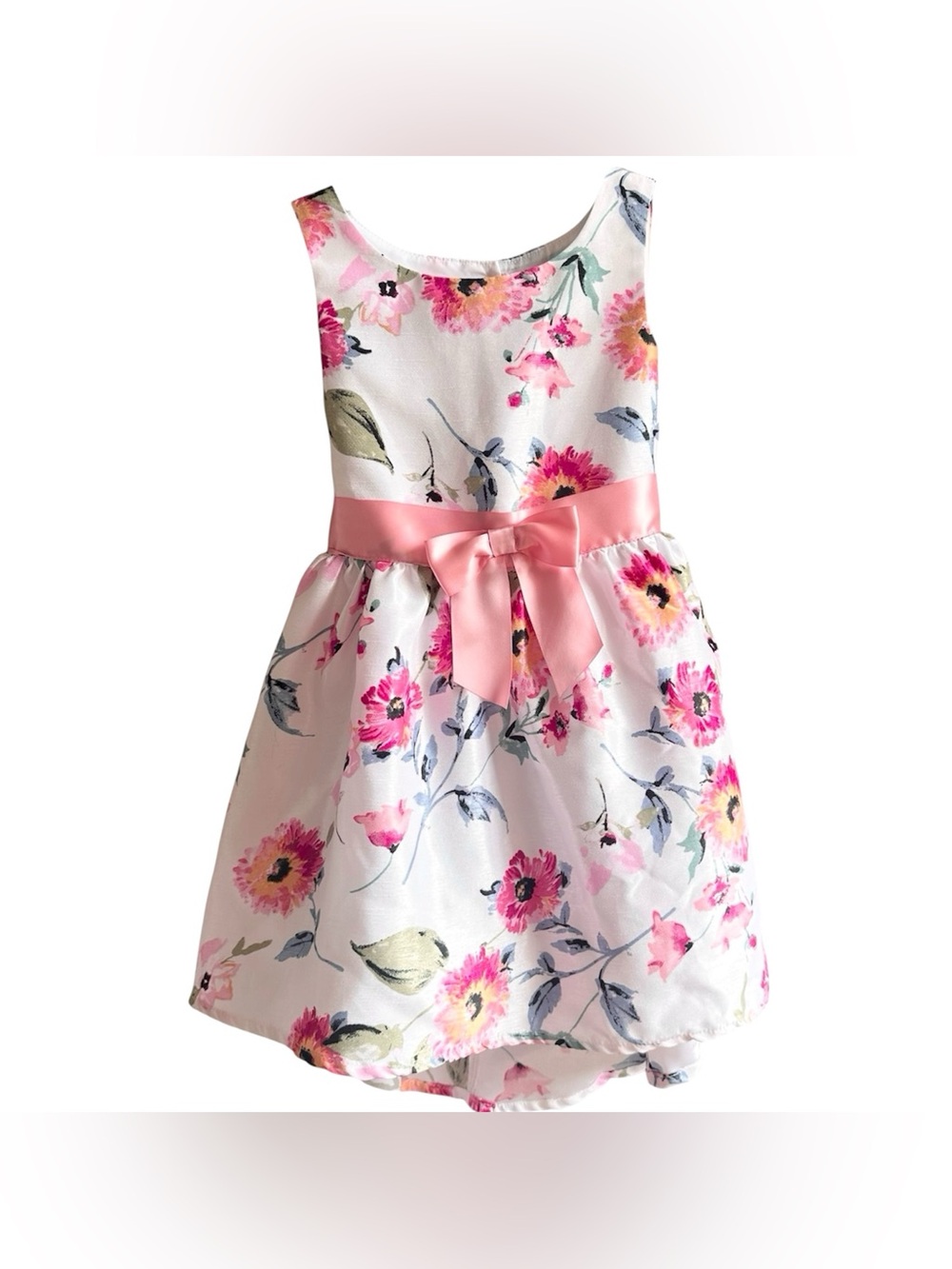 Pink & Violet Size 4 Girls white floral formal dress wedding church flower girl